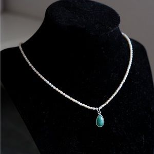 Dainty Pearl Necklace - 14” real freshwater pearl, waterproof stainless steel